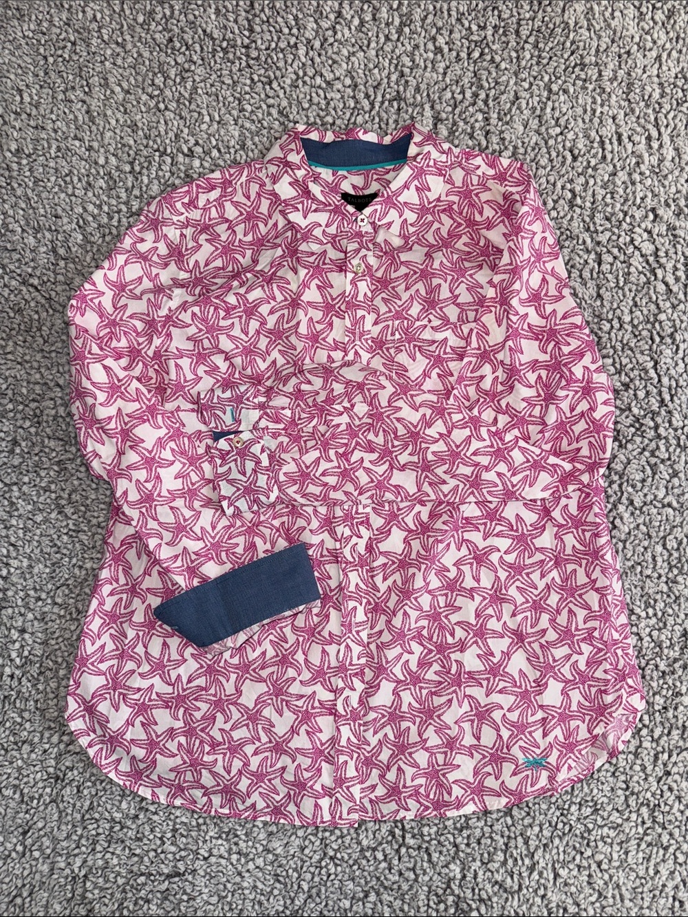 Talbots Pink Starfish-Print Button-Down Shirt